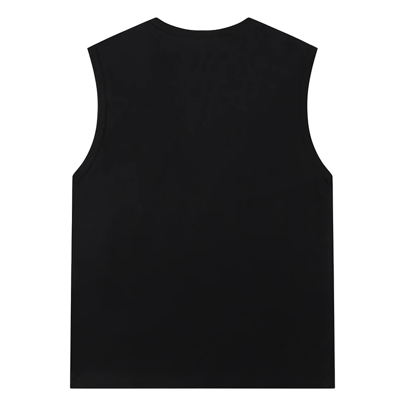 Cotton Men's Sleeveless Shirt Custom Logo Printing Name Gym Training Clothes DIY Vest