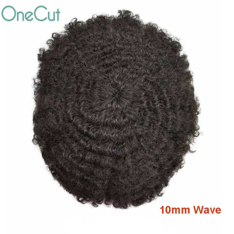 Injection SKIN Full PU 4mm-25mm Afro Curl With Knot Men Toupee Human Hair System Unit Male Hair Capillary Prosthesis Wig For Man
