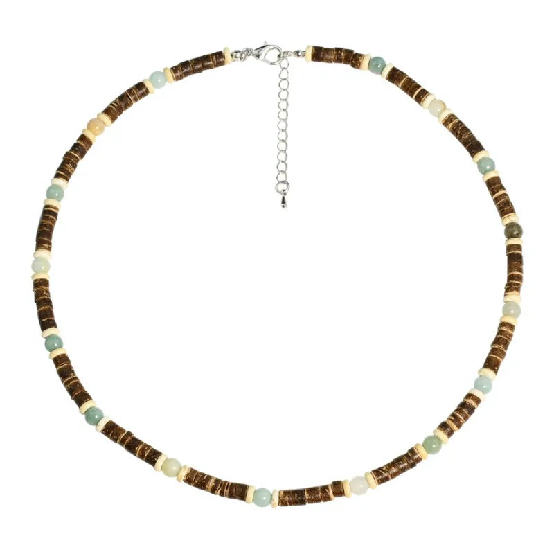 Laut Turquoise Wood Necklace Boho Beach Surfer Adjustable Bead Necklaces for Women Men Summer Jewelry Gifts