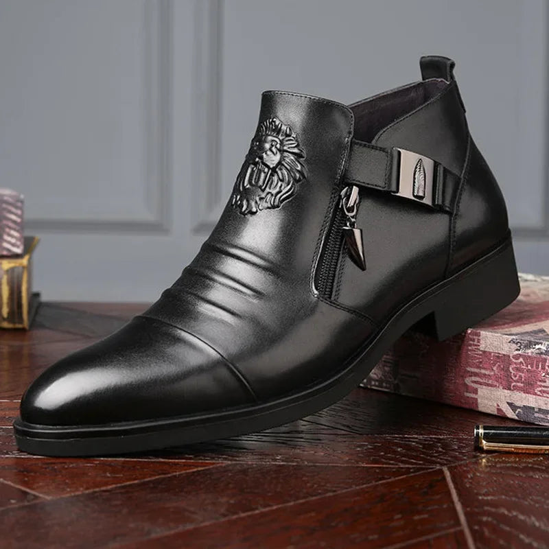 High Quality Men Ankle Boots Plus Size 48 Male Dress Boots Pointed Toe Business Casual Leather Shoes Men Chelsea Boots