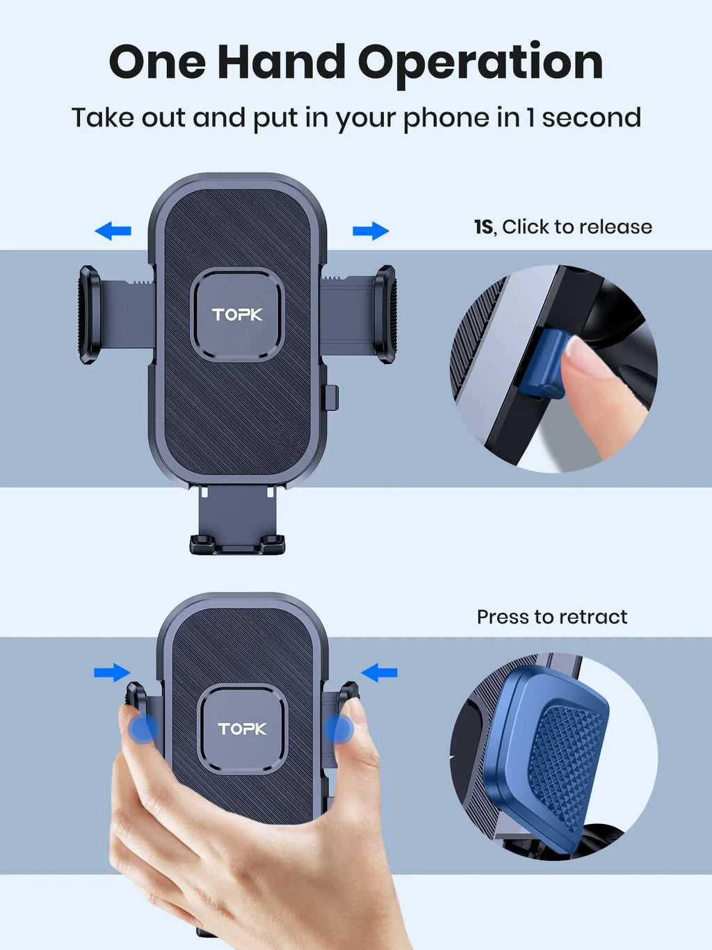 Car Phone Holder Gravity Stand Dashboard Mount