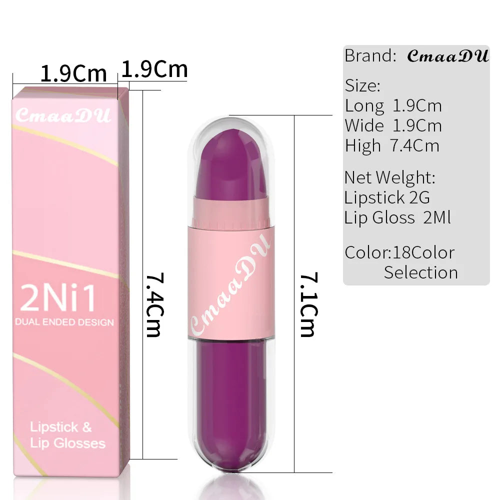2 in 1 Matte Lipstick Liquid 18 Colors