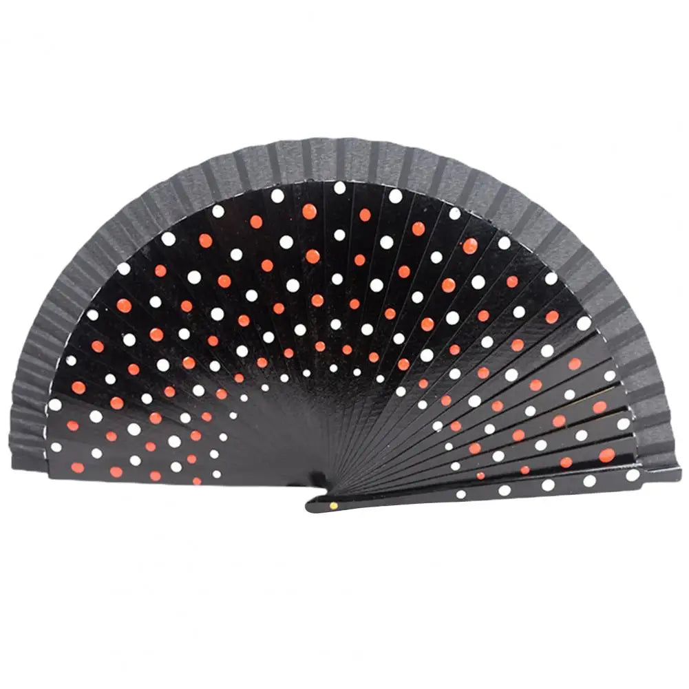 Dot Print Spanish Folding Fan Double-sided