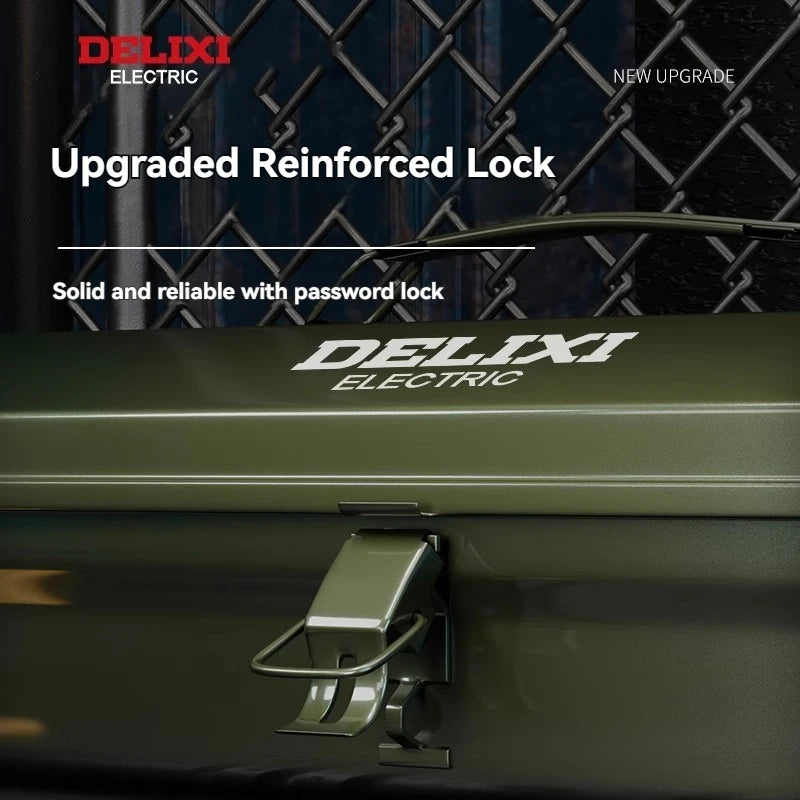 DELIXI Thicked Iron Tool Box Multi-functional Hard Case Industrial Tools Storage Box Household Car Hand-held Steel Storage Box
