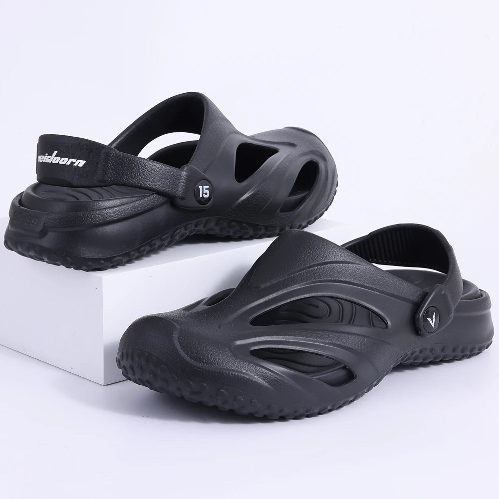 Litfun Men Clogs Slippers Outside Beach Slides EVA Light Soft Sandals Flat Shoes Fashion Casual Garden Shoes With Arch Support