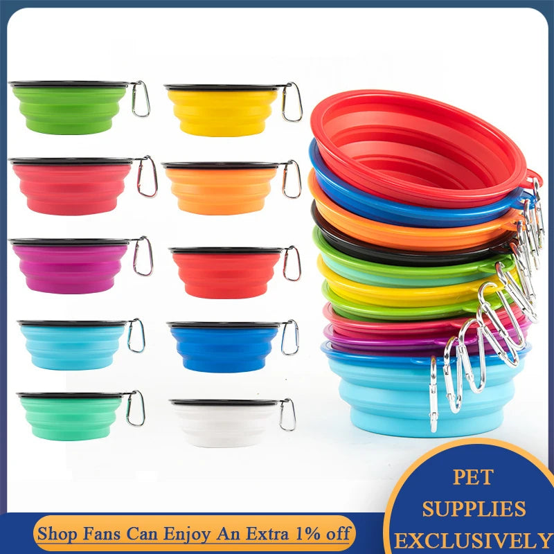 350ml/1000ml Folding Cat Dog Water Bowl Silicone Collapsible Dishes Pet Bowl Outdoor Puppy Food Container Feeder Dropshopping