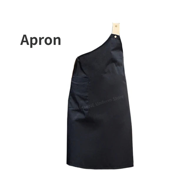 White Chef Coat Logo short Sleeve Chef Jacket Apron for Summer Head Chef Uniform Restaurant Hotel Kitchen Pizza Cooking Clothes