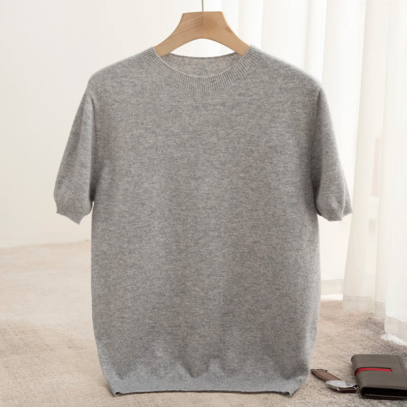 Men's Pure Wool T-Shirt Sweater O-neck