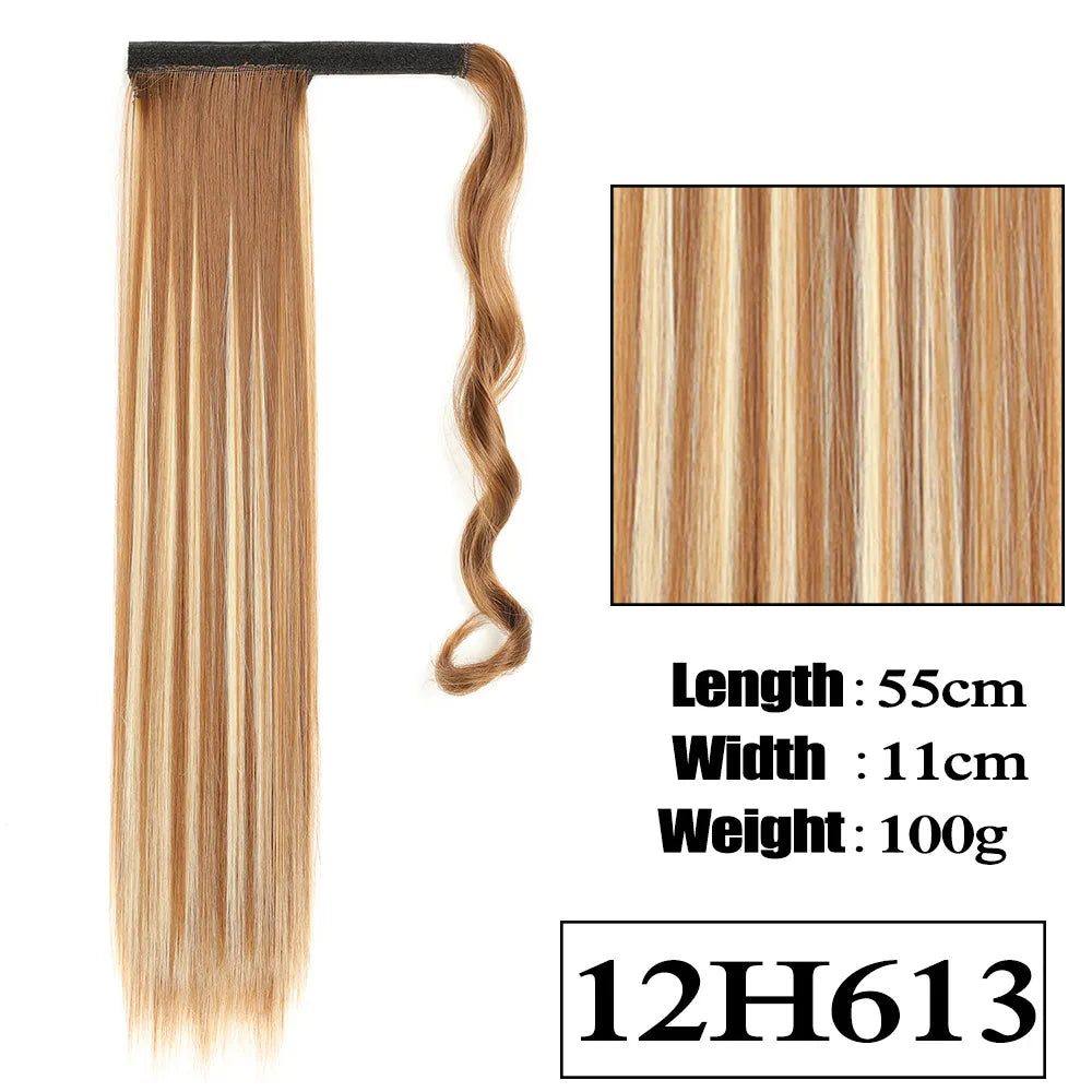 VIVIEIEI Ponytail Hair Extension 22 Inch 100g Natural Black Ponytail Extension Clip in Wrap Around Hair Extension Hairpieces