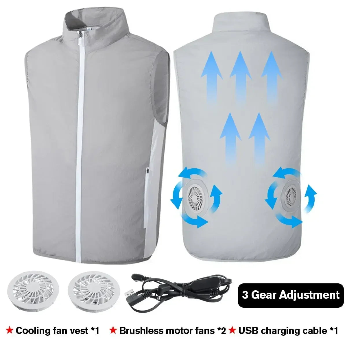 2024 Summer Fan Vest Men Cool and Cooling USB Cooling Outdoor Camping Air-conditioned Clothing Men Waterproof Sleeveless Jacket