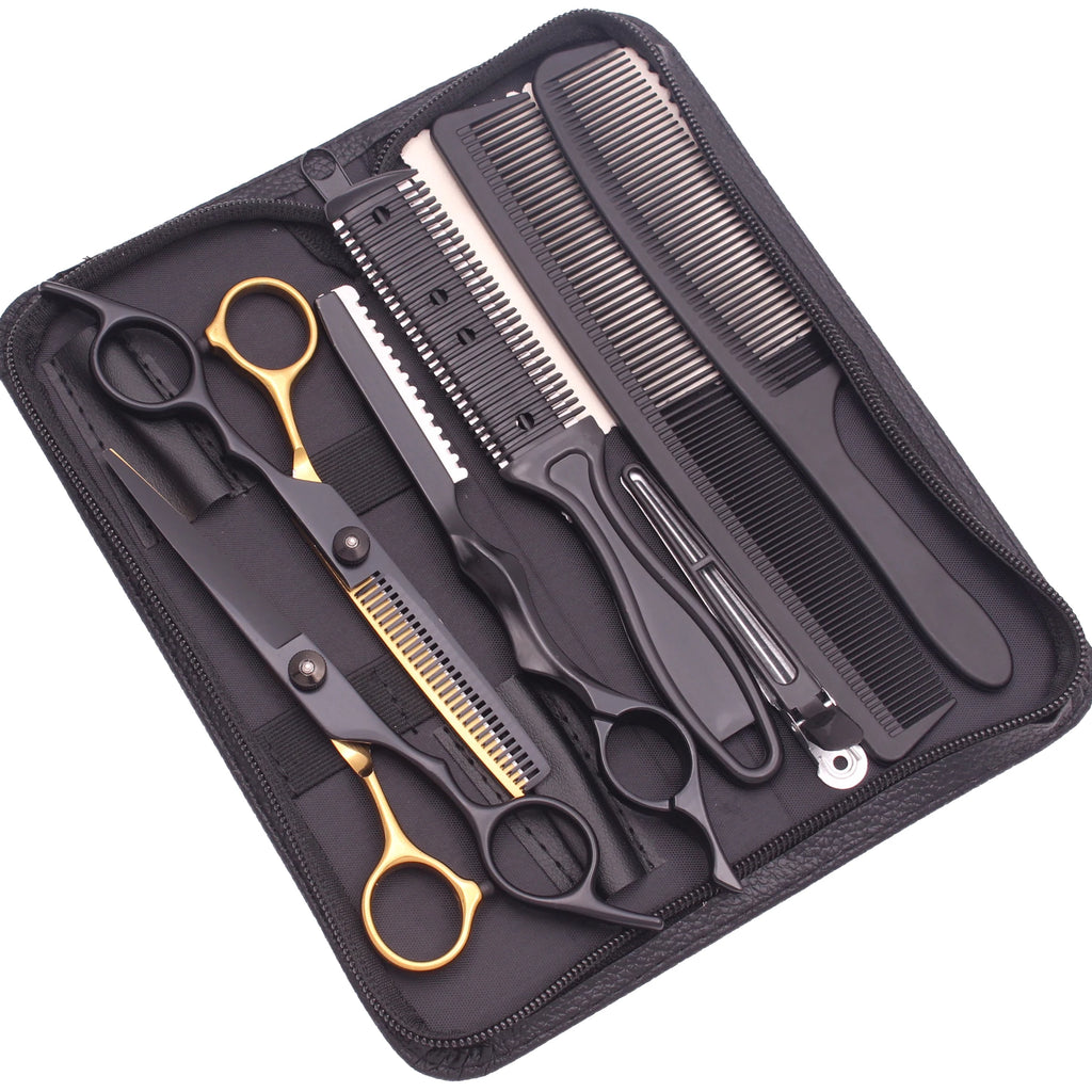 6.0'' Hair Scissors Professional Cutting Shears Thinning Hairdressing Haircut Comb Razors Sets Salon Barber & Home Dropshipping