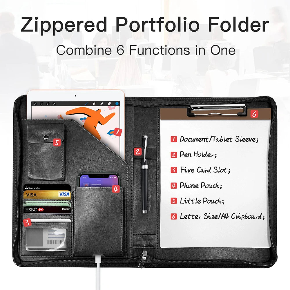 Multifunctional A4 Conference Folder Business Stationery Folder Leather Contract File FoldersTravel Document Folder NEWYES 2024
