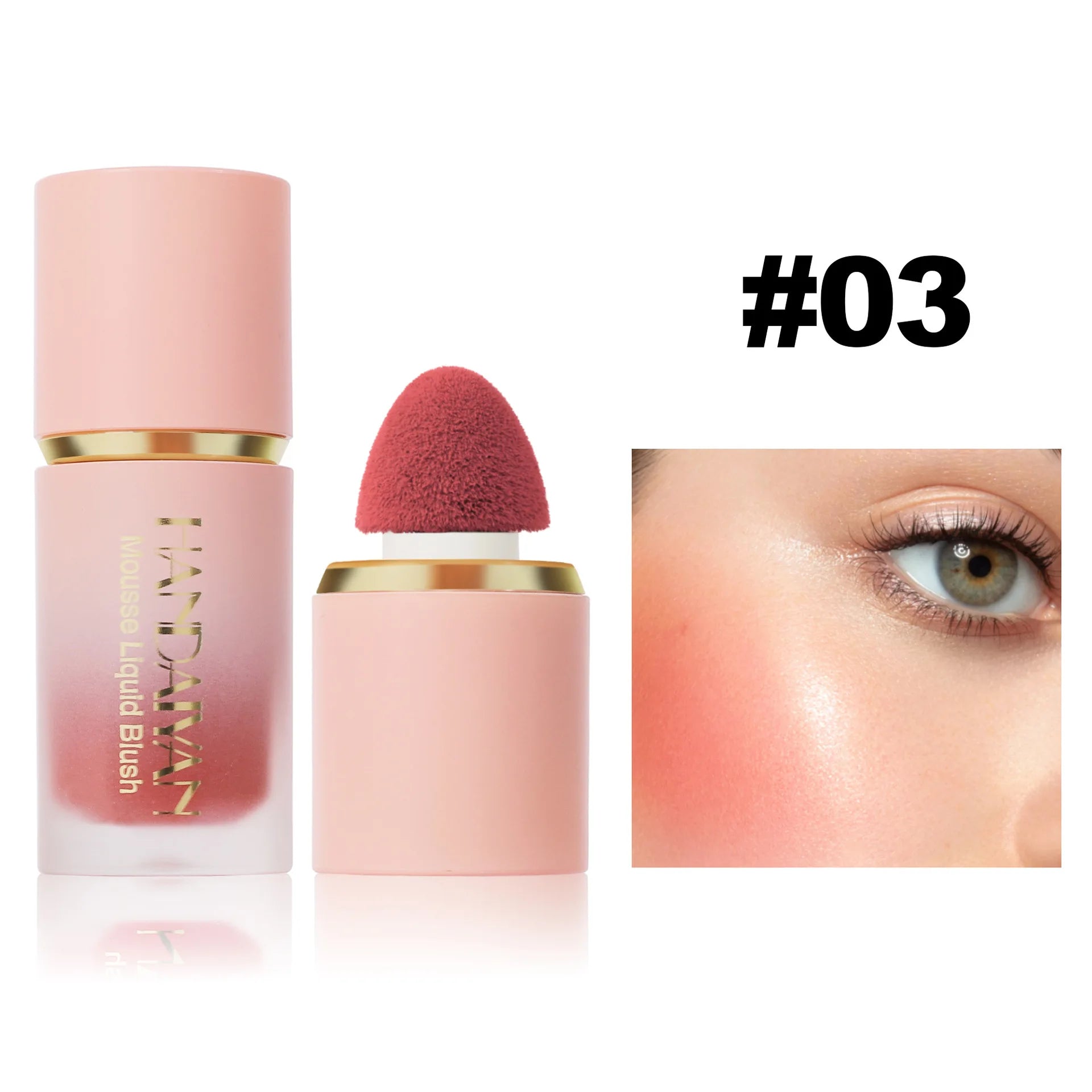 6 Colors Liquid Blush Sponge Brush Head Cute Makeup for Women Party Daily Use All Skin Types Waterproof Blush Stick Cosmetics