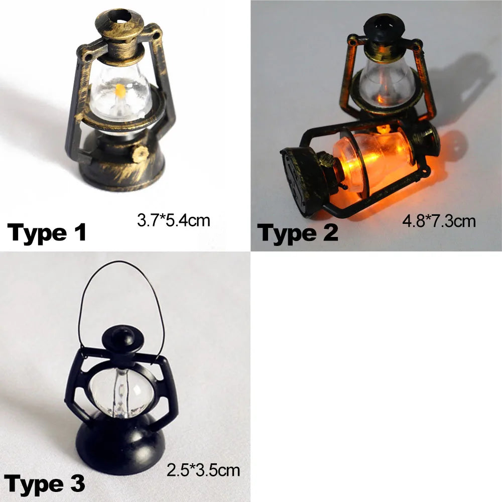1:6 1:12 Scale Micro Landscape Pretend Play Dollhouse Accessories Mini Kerosene Lantern Miniature Oil Lamp Scene Ornaments