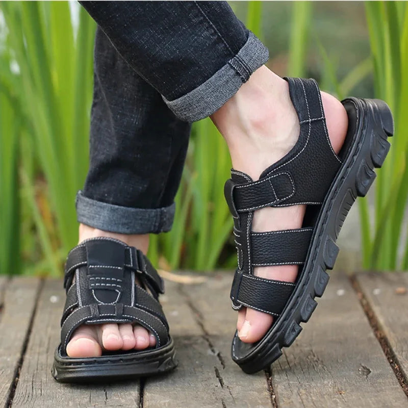 Men's Leather Beach Sandals Summer 2024