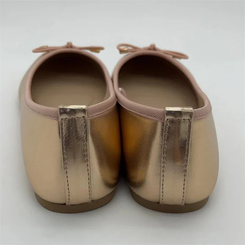 Bowknot Round Toe Women's Flat Ballerina Shoes