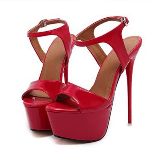 Aneikeh Big Shoe Size 41 42 43 44 45 46 High Heels Sandals Summer Sexy Open Toe Party Dress 16CM Platform Gladiator Women Pumps