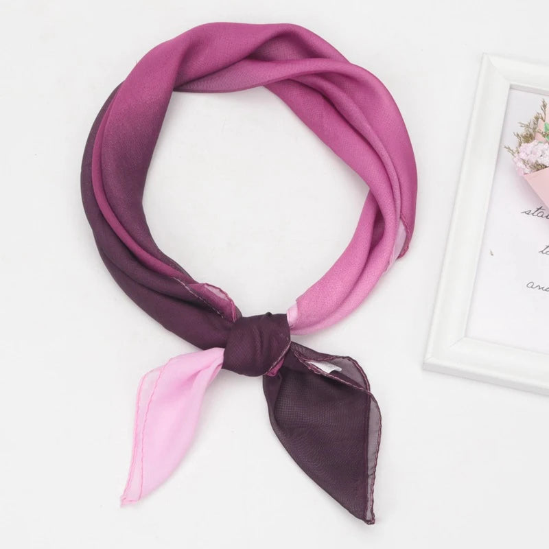 New 65x65cm Summer Chiffon Solid Color Square Scarf Ladies Head Neck Scarves Female Hair Ties Bands Neckerchief Shawls