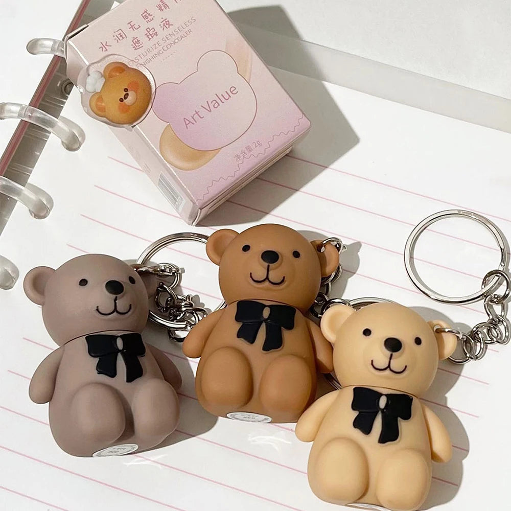 Small Bear Face Liquid Foundation Concealer Waterproof Full Coverage Concealer Covering Black Circles and Acne Marks Face Makeup