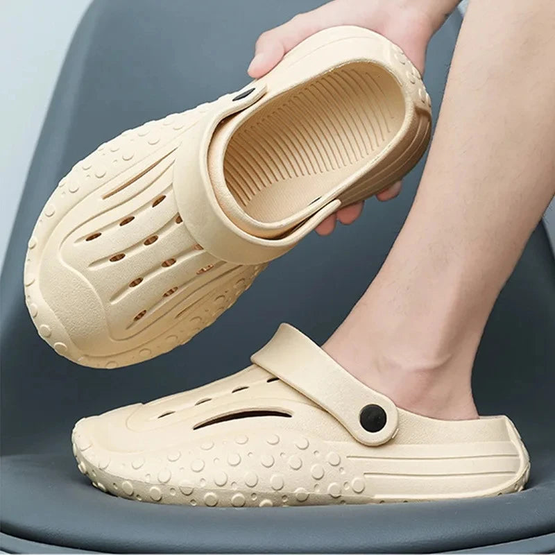 Comwarm Summer Men Clogs Slippers Unisex Eva Breathable Hollow Hole Shoes Men's Fashion Sneaker Sandals Lightweight Beach Slides