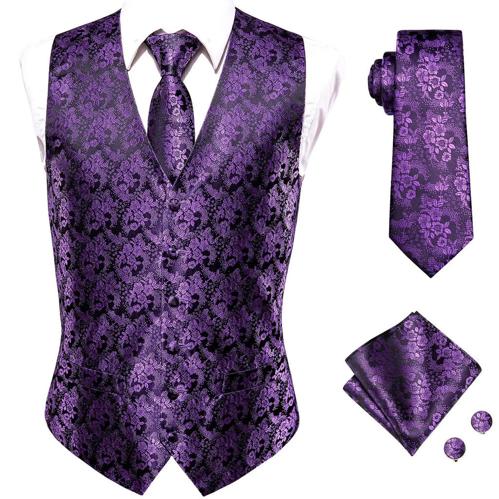 Hi-Tie Brand Silk Mens Vests Grey Black Gold Navy Blue Red Burgundy Jacquard Waistcoat Jacket NeckTie Hanky Cufflinks for Men