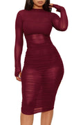Women Mesh See Through 3 Piece Set Bodycon Ruched Cover Up Midi Dress+Camis+Shorts 3 Pieces Suits Sexy Night Club Party Outfits