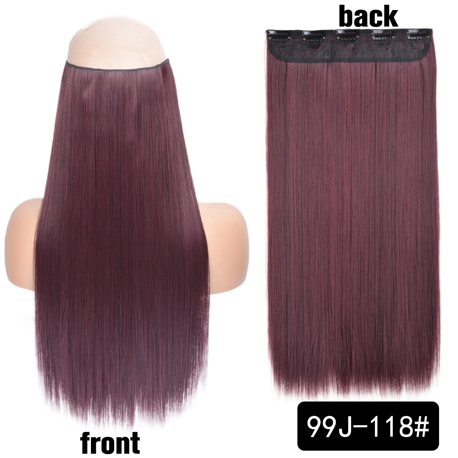 5 Clip-In Hair Extensions Long Straight One Piece Synthetic Heat-Resistant Fibre Hairpiece 22Inch Black Blonde Natural Hairstyle