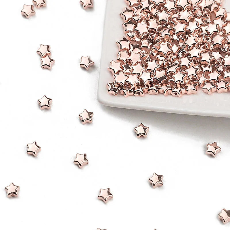 6mm 100~400pcs Star Shape CCB Beaded Gold Silver Plated Loose Beads For Jewelry Making DIY Necklace Bracelets Accessories