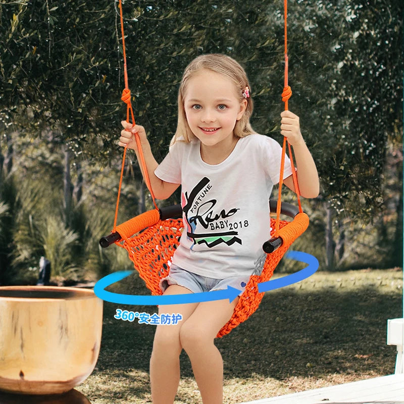 Portable Kid Garden Swing Chair Hanging Children Kindergarten Chair Outside Indoor Weave Small Basket Swing For Children swing