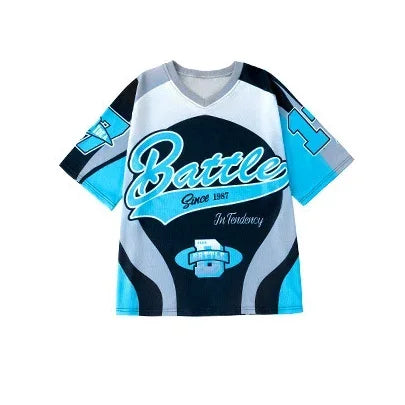 New Summer Teens Loose Blue T-Shirt Pants Black Shorts Boys Hip Hop Outfits Modern Jazz Dance Costume Girl Kpop Performance Wear