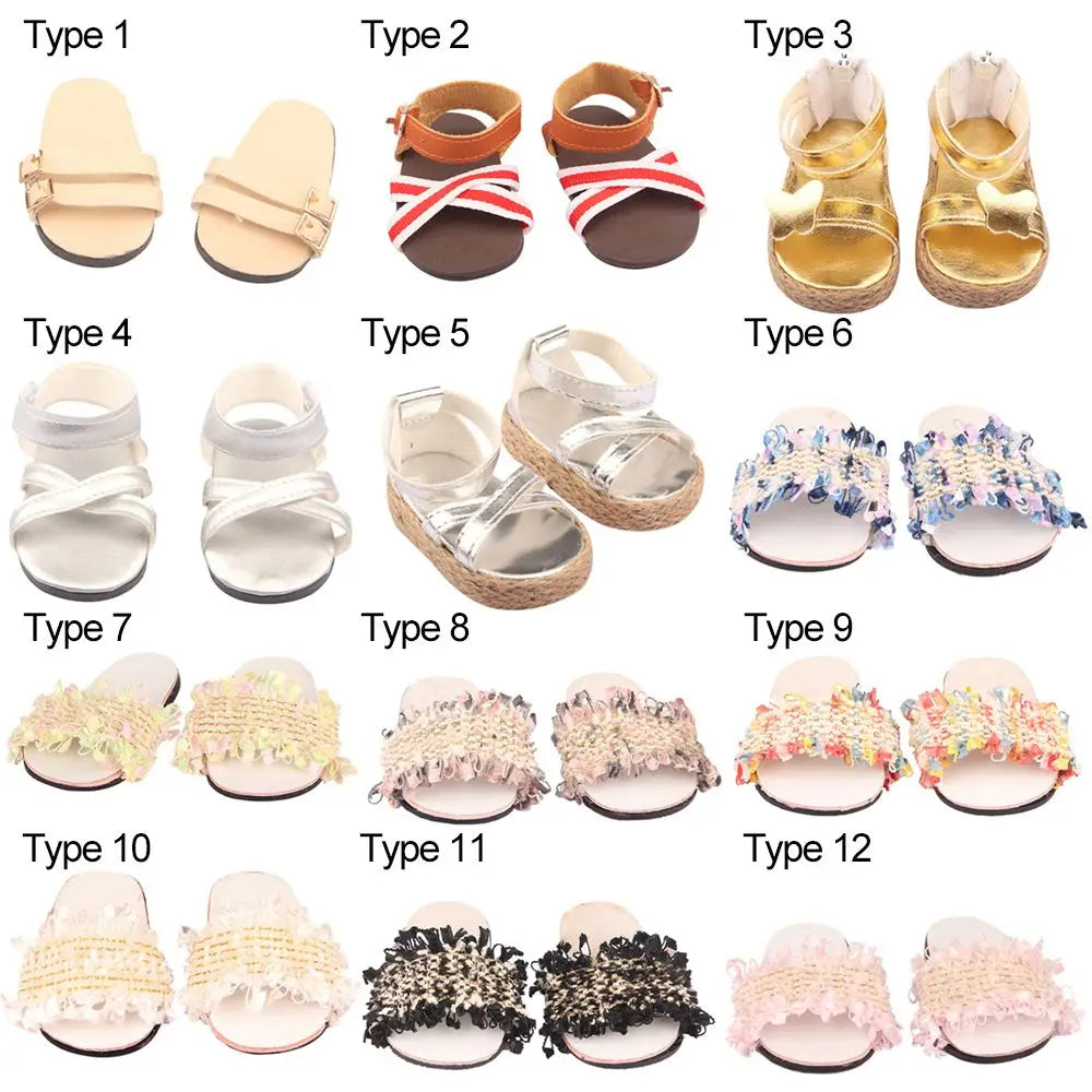 Fashion Fit 18Inch/43cm Change Clothes Game Mini Sandals Dollhouse Accessories Beach Slippers Doll Shoes