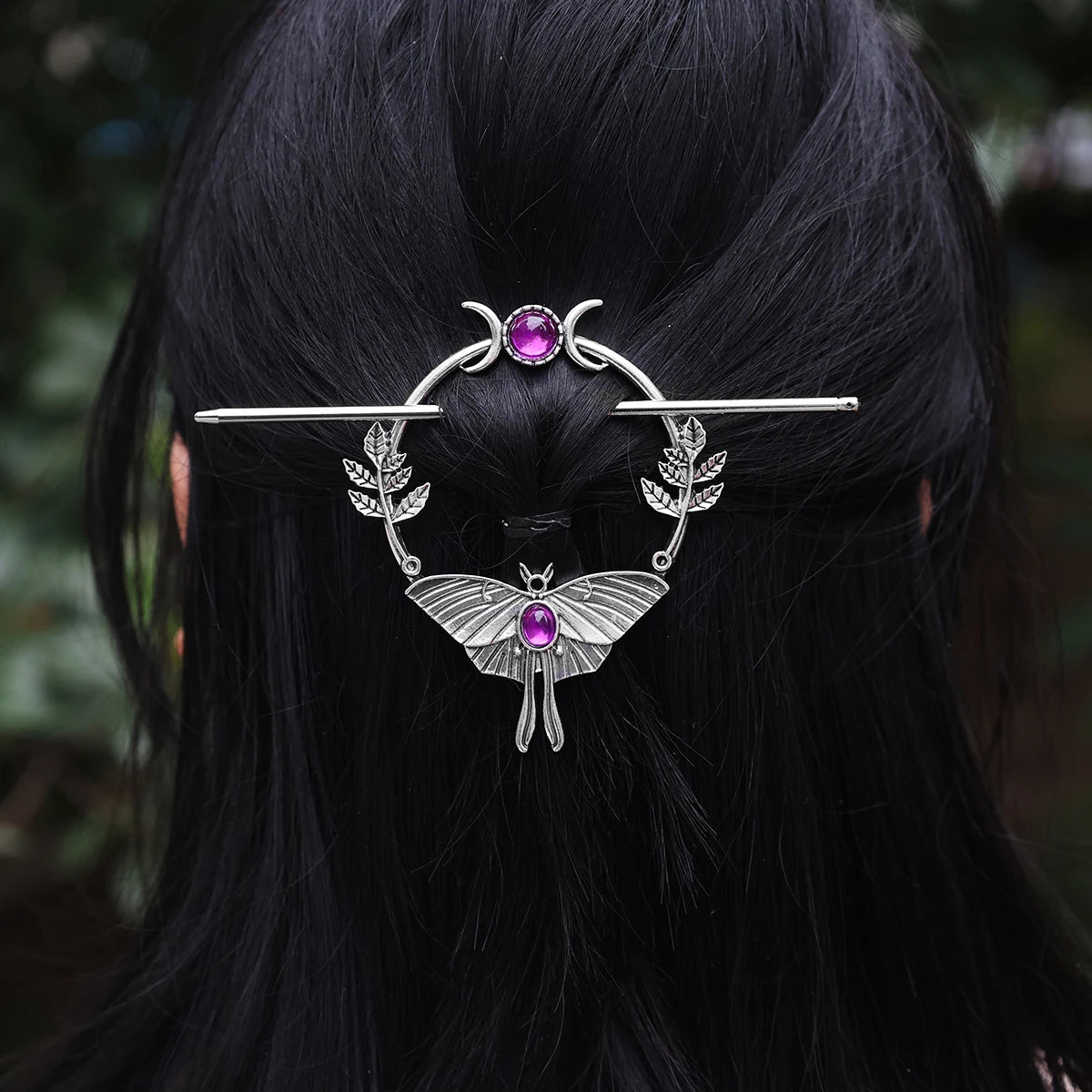Witch Woodland Goddess Crescent Moon Dragonfly Hairstick Fairy Moon Dragonfly Insect Hair Barrette Hairclip For women Wicca