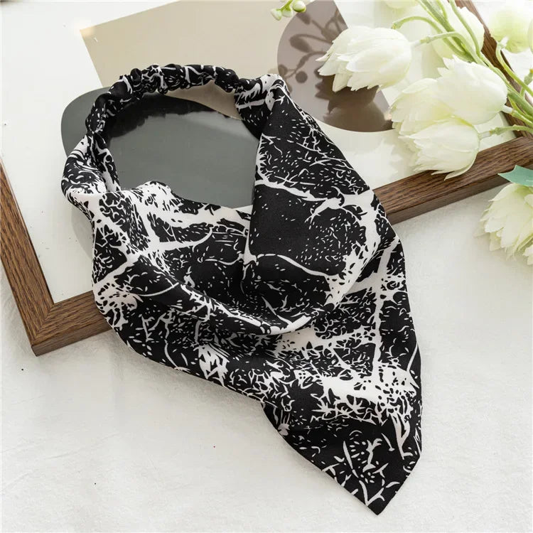 Bohemia Women Bandana Hair Scarf Summer Vintage Printted Chiffon Head Scarf Elastic Hair Bands Headwear Turban Femme Wholesale