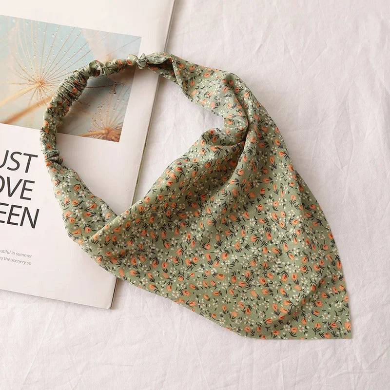 Bohemia Women Bandana Hair Scarf Summer Vintage Printted Chiffon Head Scarf Elastic Hair Bands Headwear Turban Femme Wholesale