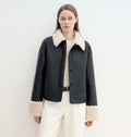 Slightly Sweet Latte Second Generation Furry Lapel Casual Straight Shorn Shearling Jacket
