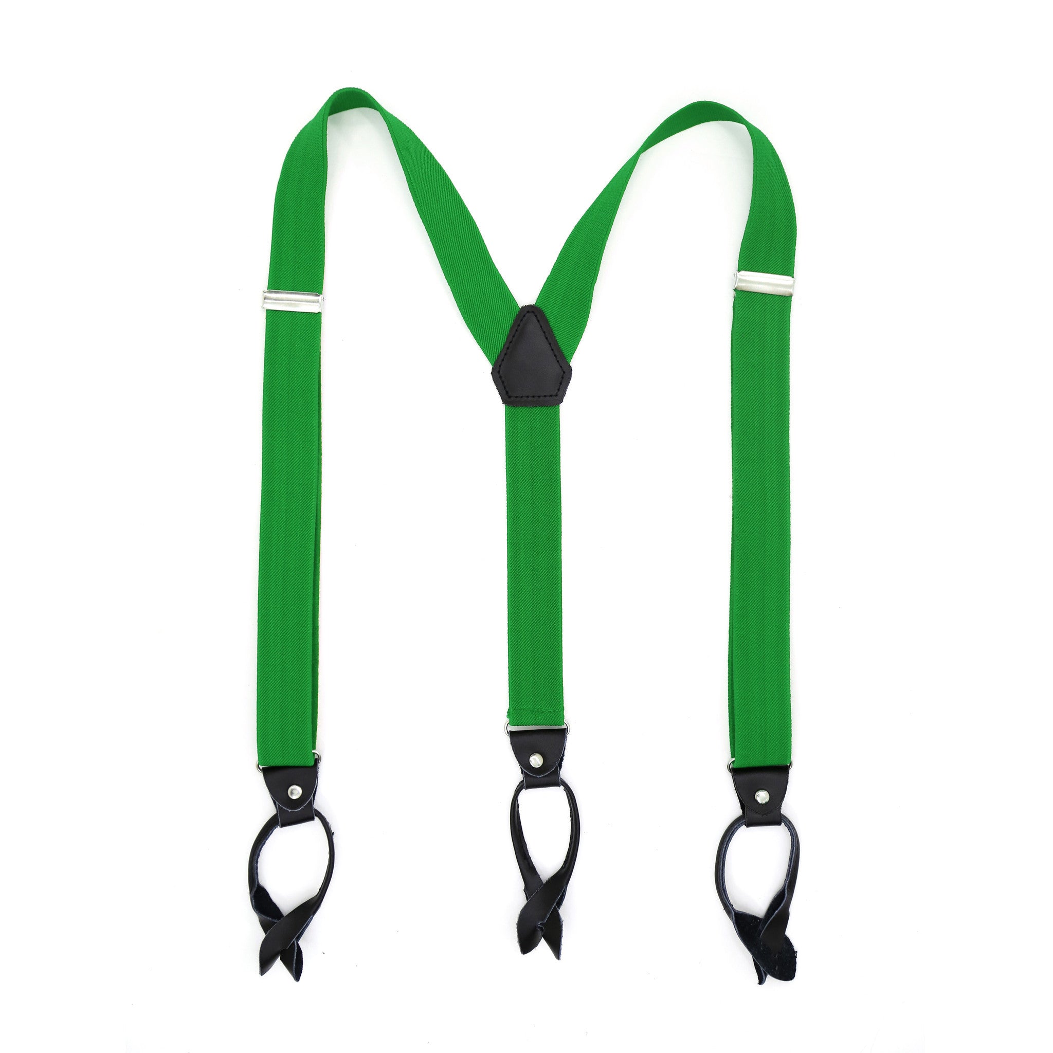 Green Button-End Unisex Suspenders-0