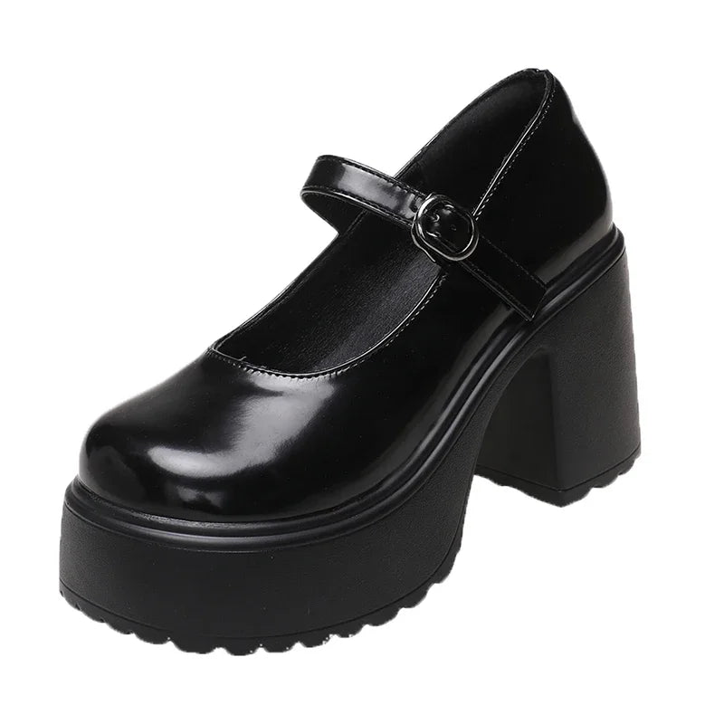2024 Fashion White Platform Pumps for Women Super High Heels Buckle Strap  Shoes Woman Goth Thick Heeled Party Shoes Ladies