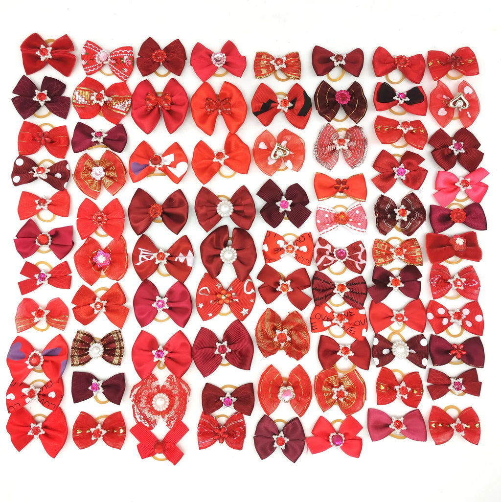 10/20pcs Pet Dog Hair Accessories Dog Bows with Pearl Diamond Dog Bowknot Pet Grooming Hair Bows for Small Dogs Accessoreis