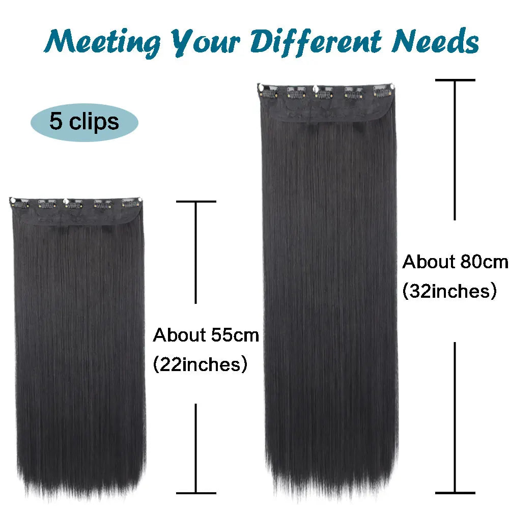 Synthetic Clip In Hair Extensions 80cm Long