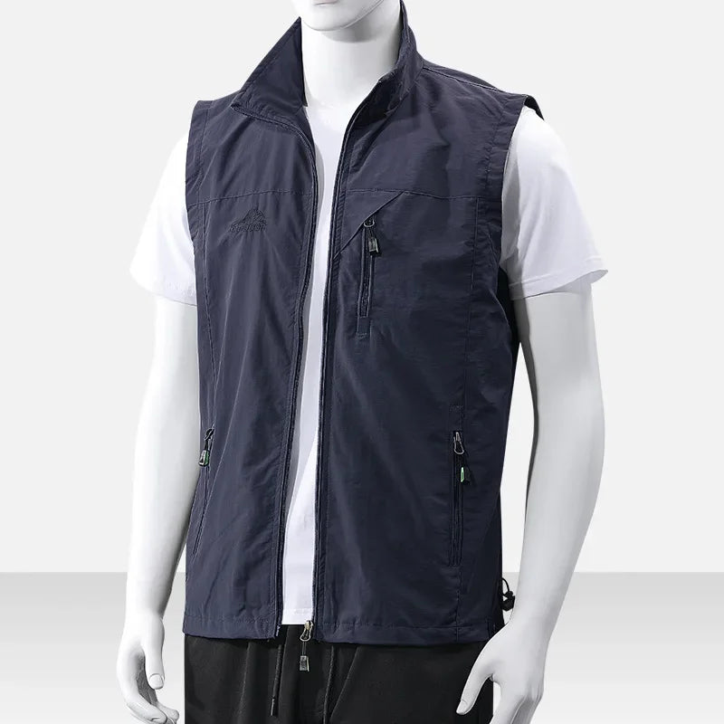 Spring and Summer Vest Jacket for Casual Sports, Waterproof, Windproof, Breathable, Ultra-thin Men's Fishing Vest