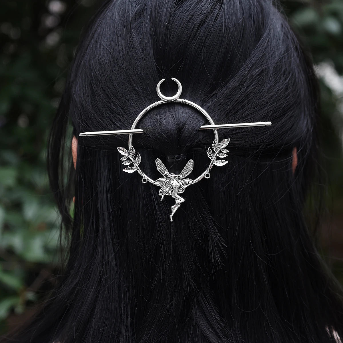 Witch Woodland Goddess Crescent Moon Dragonfly Hairstick Fairy Moon Dragonfly Insect Hair Barrette Hairclip For women Wicca