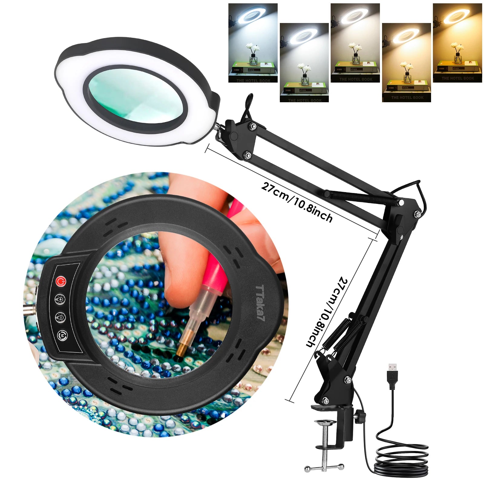 72LED Illuminated Magnifier 8X/10X USB
