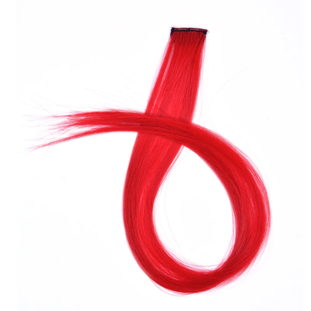 Colored Clip in Hair Extensions Straight Synthetic Hairpieces Colored Hair Extensions with 22 Inch Clip for Girls Braiding