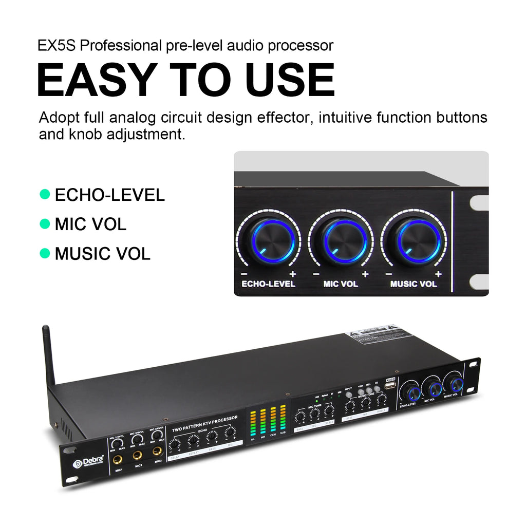 EX5S Karaoke Effects Pre-Processor, Multi-Band Reverb Effects, Light Lossless Input, Bluetooth Transmission,Stable Voltage