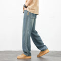 Spring Summer High Quality Soft Lyocell Fabric Jeans Men Thin Loose Wide Leg Pants Elastic Waist Casual Trousers Plus Size 28-40