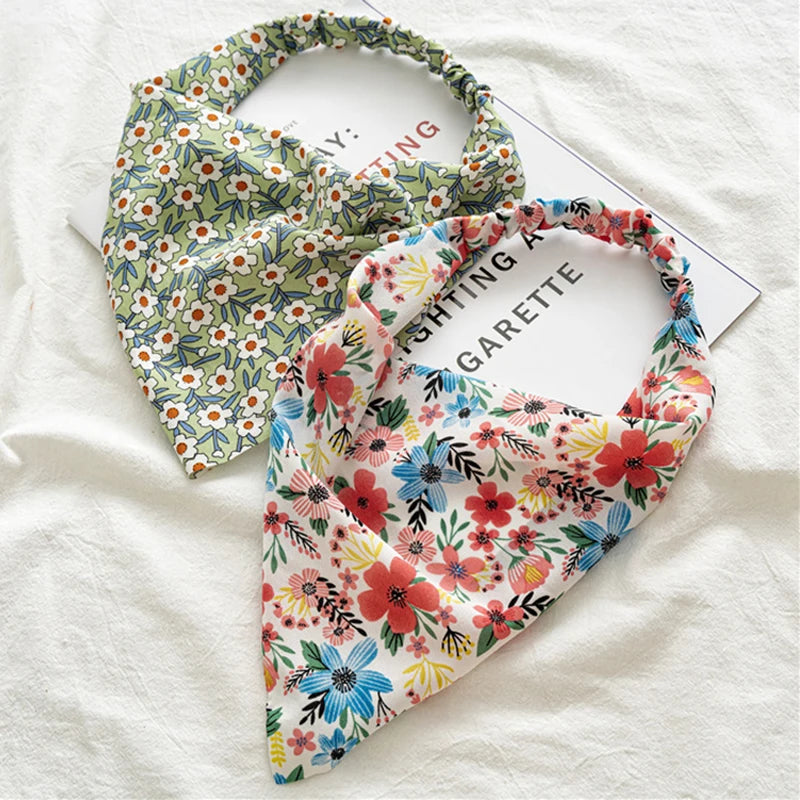 Floral Turban Triangle Hair Scarf Headband