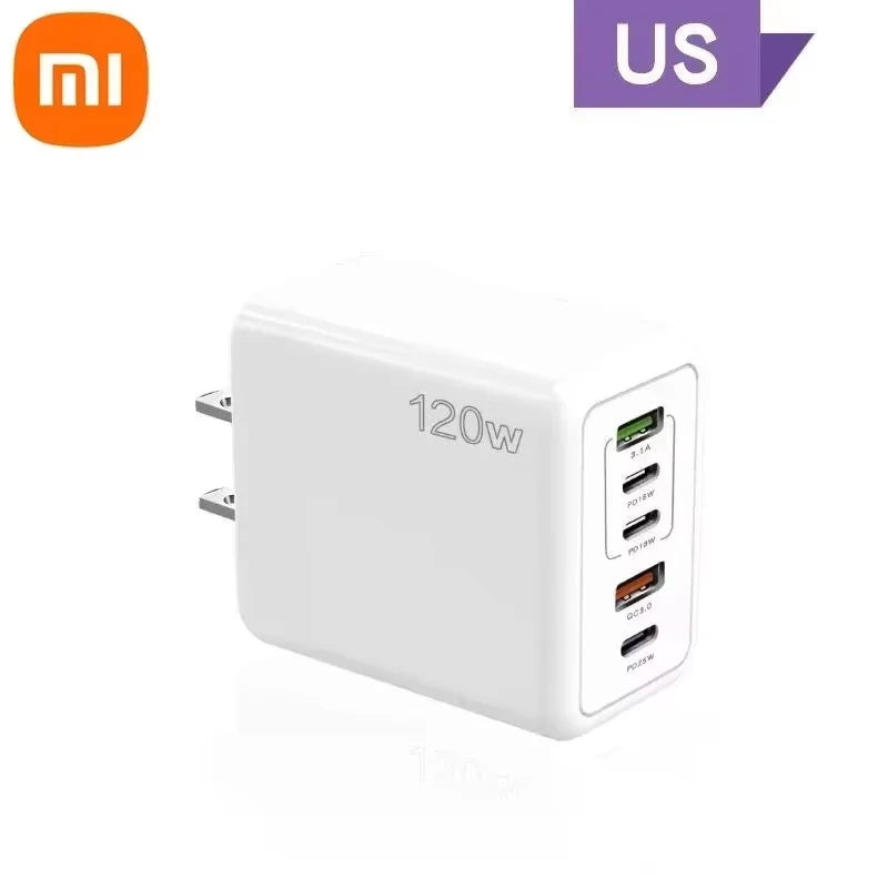 Xiaomi 120W Fast Charging Multi 5 Ports USB C PD Interface Charger Quick Charge Phone Charger Adapter For iPhone Xiaomi Samsung