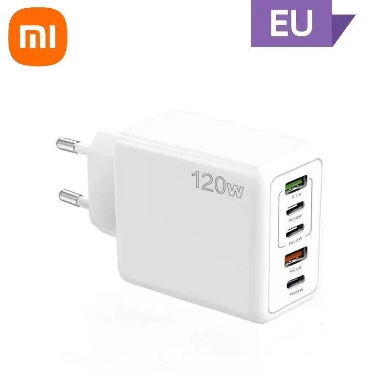 Xiaomi 120W Fast Charging Multi 5 Ports USB C PD Interface Charger Quick Charge Phone Charger Adapter For iPhone Xiaomi Samsung