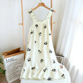 New 100% Cotton Crepe Floral Print Pajamas Nightdress Ladies Suspender  Comfortable Sweat Absorption Loose Nightwear Women