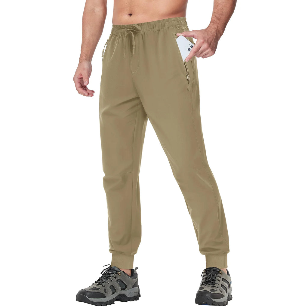 TACVASEN Summer Quick Dry Hiking Pants Mens Casual Zipper Pockets Sports Training Pants Outdoor Jogger Running Gym Work Trousers